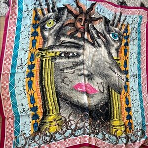 BIMBA Y LOLA Vibrant Artistic Scarf with Eye Motif